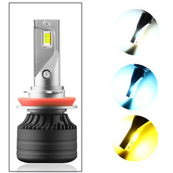 Araba kafa lambası LED H11 Üç renkli LED farlar otomotiv far sis lambası 12-36V Değiştirilmiş bir lamba