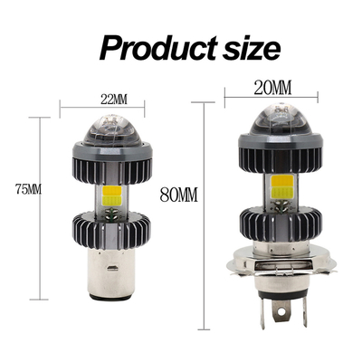 Motosiklet Led Far Ampul Projektör H4 BA20D Çift Renkli 20W Mini Sis Sürüş Işıkları Ampuller