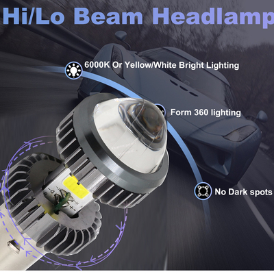 Motosiklet Led Far Ampul Projektör H4 BA20D Çift Renkli 20W Mini Sis Sürüş Işıkları Ampuller
