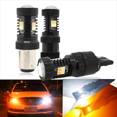 Çift Renkli Beyaz Sarı 12V Switchback LED Fren Dönüş Sinyali Işıkları 1157 3157 7443 3030 16SMD