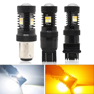 Çift Renkli Beyaz Sarı 12V Switchback LED Fren Dönüş Sinyali Işıkları 1157 3157 7443 3030 16SMD