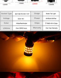 Araba 7.5W 12V için 6000K Otomatik Evrensel LED Fren Dönüş Sinyali Işıkları