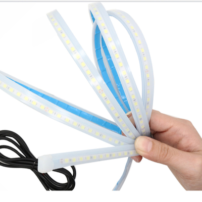 2 adet 12V Esnek Su Geçirmez Araba Far LED Tüp Şerit Dönüş Sinyali Fren Akış Kılavuz Işıkları DRL