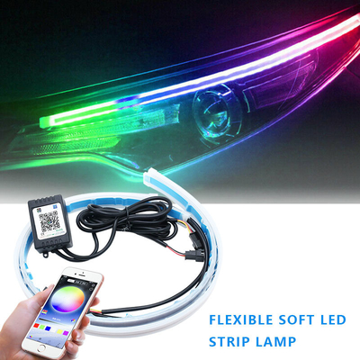 Neon Su Geçirmez Switchback Otomatik Gündüz Farları RGB APP Kontrol DRL 12 volt
