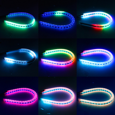 Neon Su Geçirmez Switchback Otomatik Gündüz Farları RGB APP Kontrol DRL 12 volt