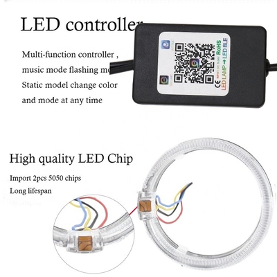 DRL RGB Halo Yüzükler Araba İç Led Ortam Işıkları CCFL Angel Devil Eyes 80mm 95mm 105mm 110mm
