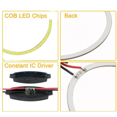 Araba Far Cob 90mm Angel Eyes KIRMIZI MAVİ Sis Lambası 12-18V