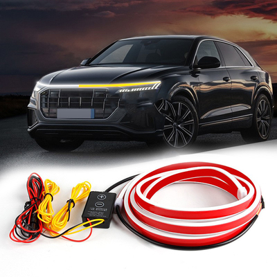12V DIY Araç Kapusu Esnek LED Şerit Işık Beyaz Günlük Yürüyüş Işıkları Dekorasyon Arkaplan Uzun Otomatik Atmosfer Lampası