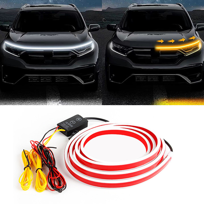 12V DIY Araç Kapusu Esnek LED Şerit Işık Beyaz Günlük Yürüyüş Işıkları Dekorasyon Arkaplan Uzun Otomatik Atmosfer Lampası
