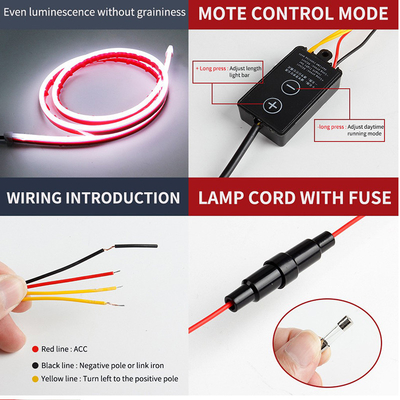 12V DIY Araç Kapusu Esnek LED Şerit Işık Beyaz Günlük Yürüyüş Işıkları Dekorasyon Arkaplan Uzun Otomatik Atmosfer Lampası