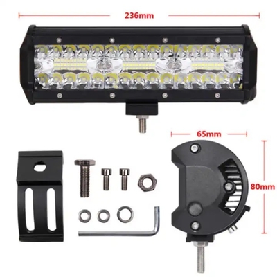 9 inç 180W Çift Sıralı LED Işık Çubuğu Offroad Arabalar için Beyaz / Amber