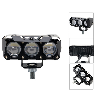 Üç Göz Küreği Motosiklet Spotlights LED Baş Fener Yakın Sarı Uzak Beyaz Yardımcı Işık