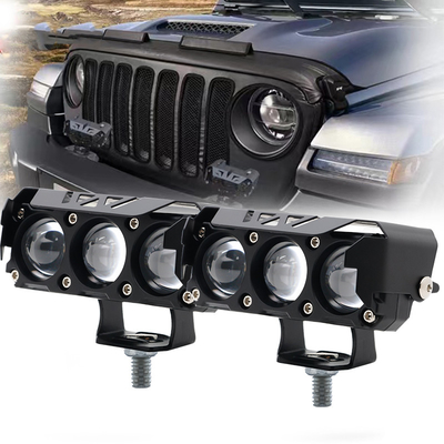 Üç Göz Küreği Motosiklet Spotlights LED Baş Fener Yakın Sarı Uzak Beyaz Yardımcı Işık