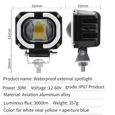 4x4 Offroad LED İş Fenerleri Farlar Sis Sürüş Işığı 12-80V 4 Inch 30W Çift Renkli