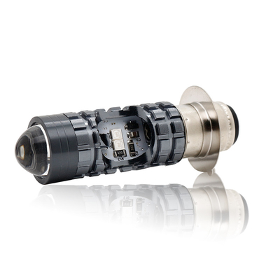 Mini Sürüş Işığı DRL Motosiklet LED Far Lambası H4 H6 BA20D P15D Otomobil Otomobil Balık Gözü Projekör Lens Çift Renkli