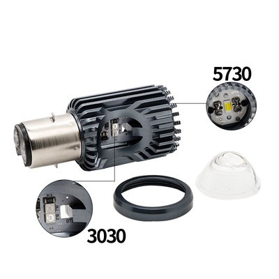 Mini Sürüş Işığı DRL Motosiklet LED Far Lambası H4 H6 BA20D P15D Otomobil Otomobil Balık Gözü Projekör Lens Çift Renkli