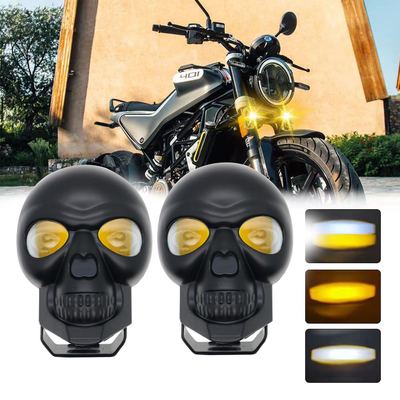 3 inç 40w motosiklet kafatası farları dış ışık LED mini sürüş ışığı çift renkli