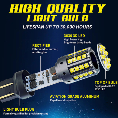 Beyaz Alüminyum Alaşım LED Dönüş Sinyalleri 1156 1157 T20 3030 44SMD Dönüştürme Işığı 12V 24V
