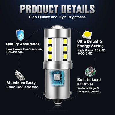 Evrensel Beyaz LED Araç Dönüş Sinyalı Işıkları1156 1157 3030 15SMD LED ampul Beyaz Sarı Canbus Lisans Tablosu İç Led