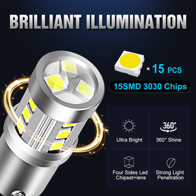 Evrensel Beyaz LED Araç Dönüş Sinyalı Işıkları1156 1157 3030 15SMD LED ampul Beyaz Sarı Canbus Lisans Tablosu İç Led
