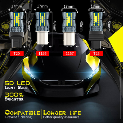 Su geçirmez 12V 1156 3030 24LED + 2COB Fren dönme sinyali lambaları 3156 Çift renk LED ampul