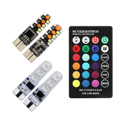 Parlaklık Yeni tip araba İç mekan LED ampul T10 5050 6SMD RGB rengi RGB ile uzaktan kumandalı yanıp sönen ışıklarla