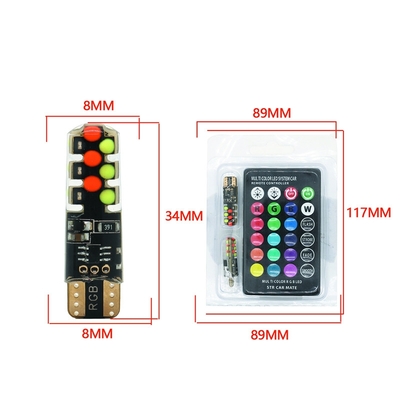 Parlaklık Yeni tip araba İç mekan LED ampul T10 5050 6SMD RGB rengi RGB ile uzaktan kumandalı yanıp sönen ışıklarla