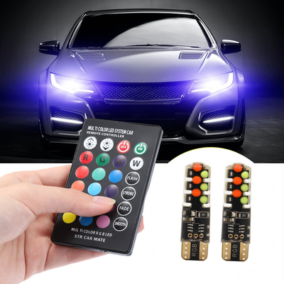 Parlaklık Yeni tip araba İç mekan LED ampul T10 5050 6SMD RGB rengi RGB ile uzaktan kumandalı yanıp sönen ışıklarla