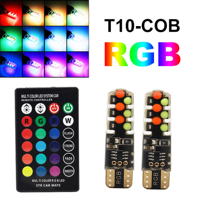 Parlaklık Yeni tip araba İç mekan LED ampul T10 5050 6SMD RGB rengi RGB ile uzaktan kumandalı yanıp sönen ışıklarla