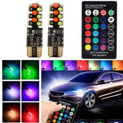 Parlaklık Yeni tip araba İç mekan LED ampul T10 5050 6SMD RGB rengi RGB ile uzaktan kumandalı yanıp sönen ışıklarla