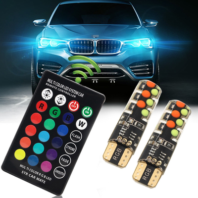 Parlaklık Yeni tip araba İç mekan LED ampul T10 5050 6SMD RGB rengi RGB ile uzaktan kumandalı yanıp sönen ışıklarla
