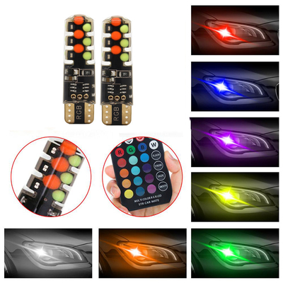 Parlaklık Yeni tip araba İç mekan LED ampul T10 5050 6SMD RGB rengi RGB ile uzaktan kumandalı yanıp sönen ışıklarla