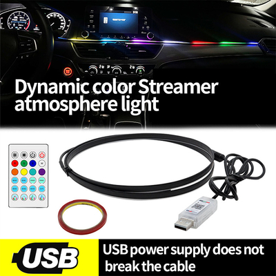 5V PVC USB LED Çizgi Işıkları 110cm APP Uzaktan Kontrollü İç Atmosfer için Çoklu Işık Modları