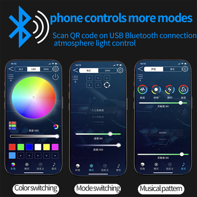5V PVC USB LED Çizgi Işıkları 110cm APP Uzaktan Kontrollü İç Atmosfer için Çoklu Işık Modları