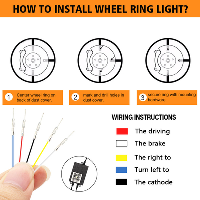 RGB SMD 5050 LED Çizgi IP67 Su geçirmez araba tekerleği Hub Renkli ışık RGB tekerleği LED ışıklar App Control ile araba tekerlekleri için