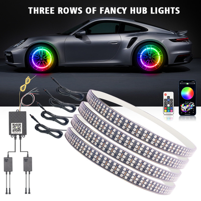 RGB SMD 5050 LED Çizgi IP67 Su geçirmez araba tekerleği Hub Renkli ışık RGB tekerleği LED ışıklar App Control ile araba tekerlekleri için