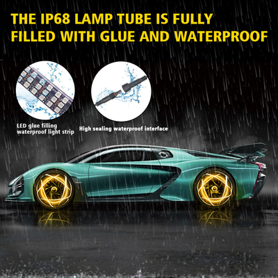 RGB SMD 5050 LED Çizgi IP67 Su geçirmez araba tekerleği Hub Renkli ışık RGB tekerleği LED ışıklar App Control ile araba tekerlekleri için