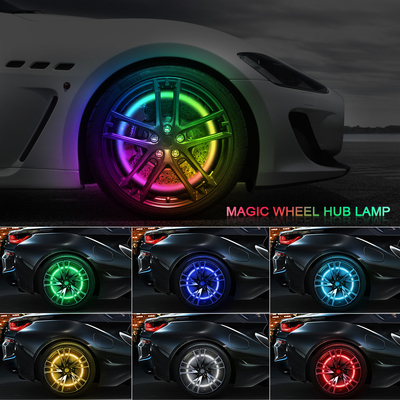 RGB SMD 5050 LED Çizgi IP67 Su geçirmez araba tekerleği Hub Renkli ışık RGB tekerleği LED ışıklar App Control ile araba tekerlekleri için