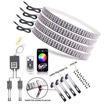 RGB SMD 5050 LED Çizgi IP67 Su geçirmez araba tekerleği Hub Renkli ışık RGB tekerleği LED ışıklar App Control ile araba tekerlekleri için