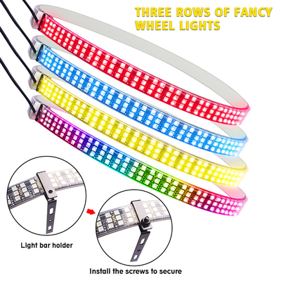 RGB SMD 5050 LED Çizgi IP67 Su geçirmez araba tekerleği Hub Renkli ışık RGB tekerleği LED ışıklar App Control ile araba tekerlekleri için