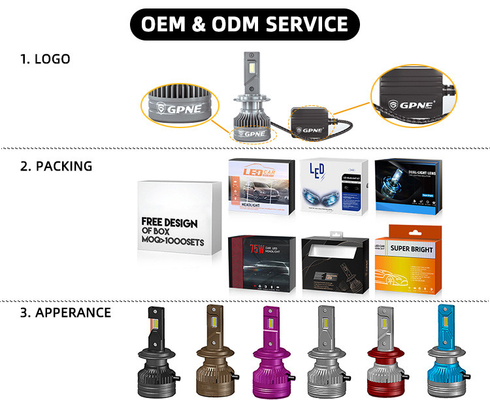 O3 12V 55W 12000 Lümen Otomotiv LED Far H1 H3 H4 H7 H11 9005 9006 D2H Led Far Ampul
