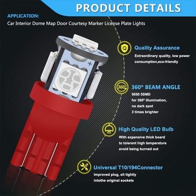 194 Otomotiv LED Ampuller 6500K Kama T10 SMD 5050 Cips