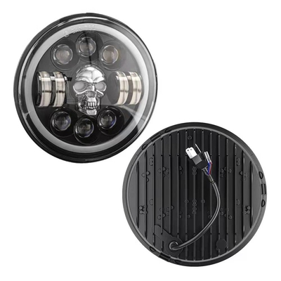 Harley Royal Enfield 12000lm için 7 inç Yuvarlak Motosiklet LED Farlar