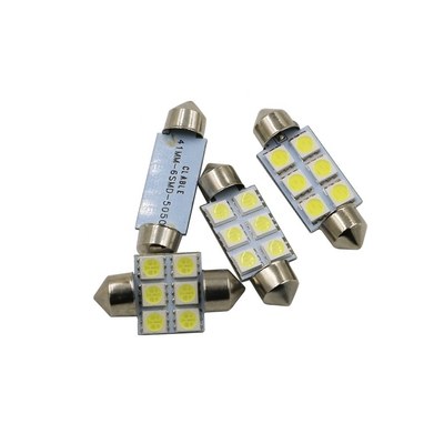 Festoon C5W 5050 6SMD LED Araba İç Işıkları Lamba Ampul Kubbe Mavi Beyaz DC 12V 31mm 36mm 39mm 41mm