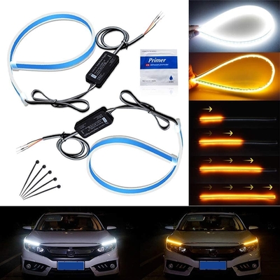 Akan Bar Silikon Drl Gündüz Farları 45CM 17.7 &quot;Beyaz Amber Esnek LED Tüp Şerit