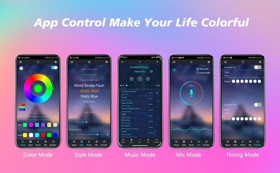 USB Bağlantı Noktası APP Kontrolü ile 4 Adet 48 Led Şerit Araba İç Atmosfer Işıkları IP65