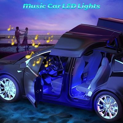 USB Bağlantı Noktası APP Kontrolü ile 4 Adet 48 Led Şerit Araba İç Atmosfer Işıkları IP65
